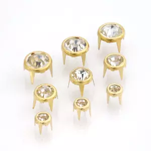 4 Prong Rhinestone Rivets - Transparent Stone